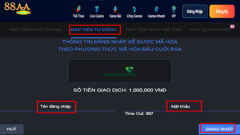 Quy trình nạp tiền 88aa casino chuẩn xác từ A đến Z